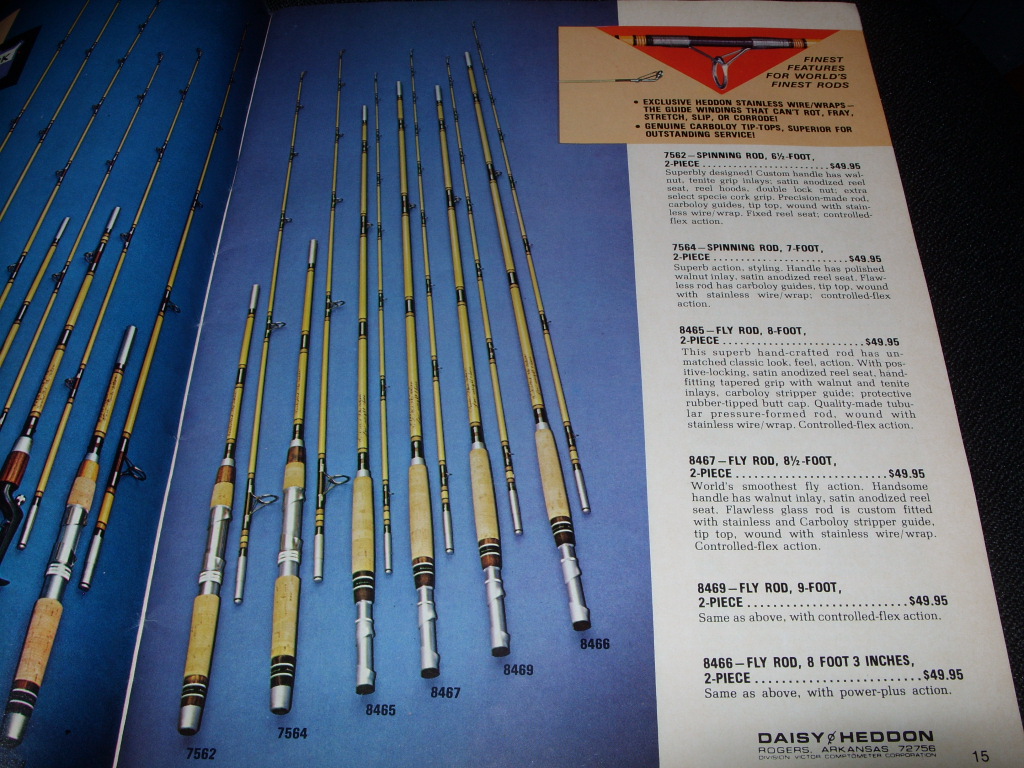 HEDDON Glass Fly Rod Catalog Listings 1951-1983