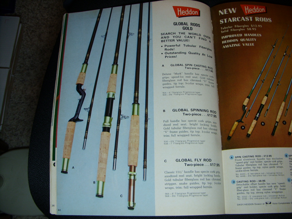 Vintage Heddon Pal Tubular Fiberglass MODEL 8510 Spinning Rod 2-piece & 8  1/2 ft