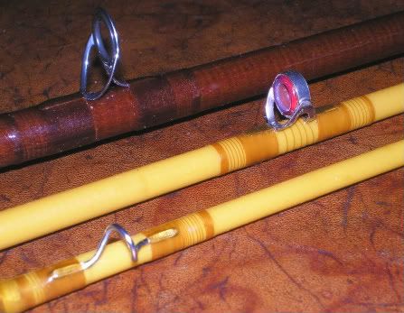 Pair of Fenwick fly rods. These are made from kits. One is mismatched. The  rod with the Ocean City reel is model FL96-7.