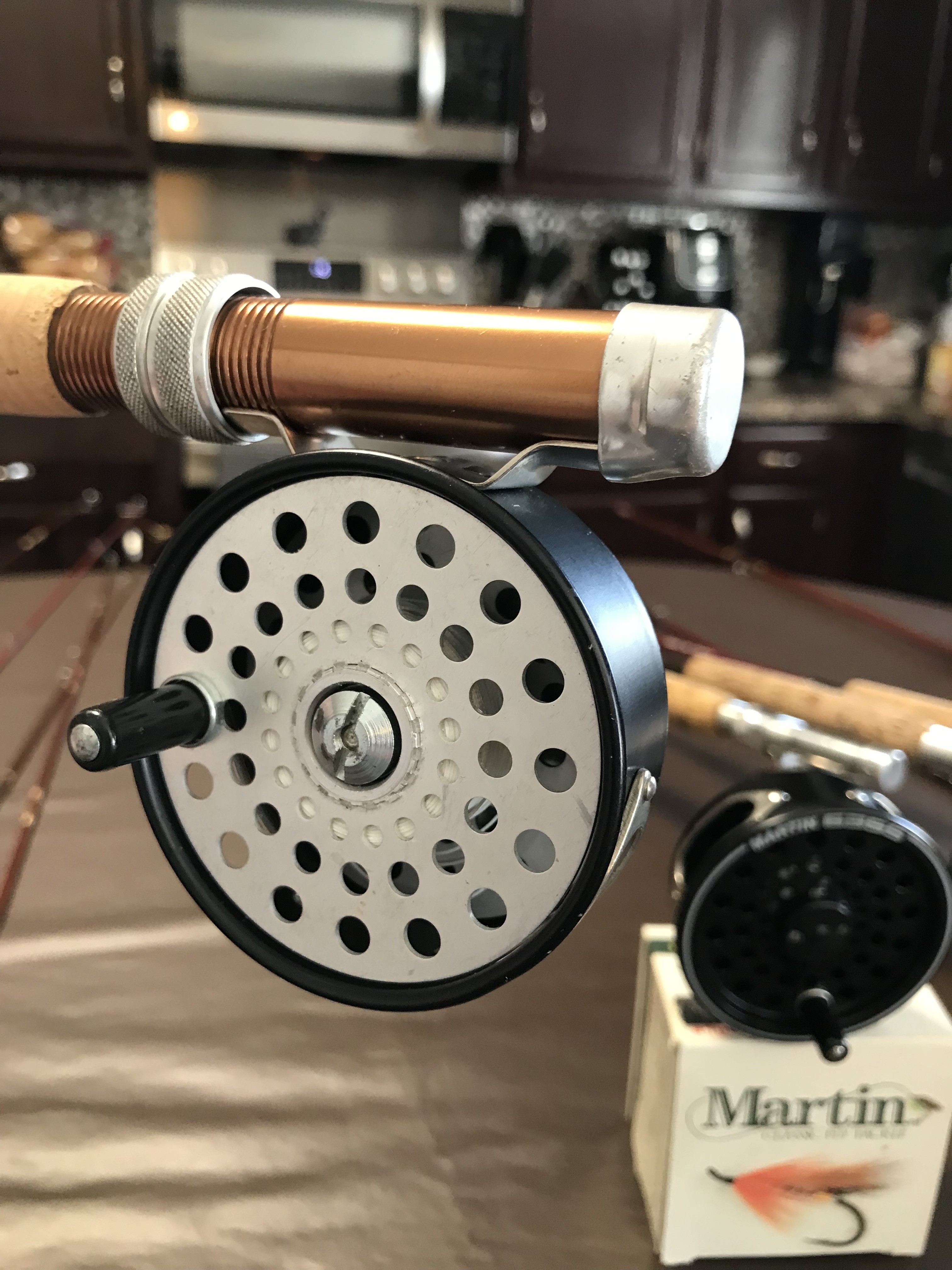 Vintage Martin Fly Fishing Reel 63 SS & Master 3080 8ft Rod Pole