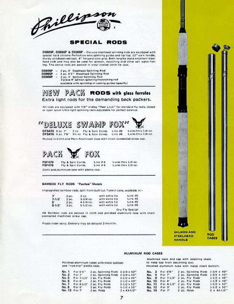 Phillipson Rod Catalogs: 1964, '67, '68, '69, '71 & '74, Collecting  Fiberglass Fly Rods